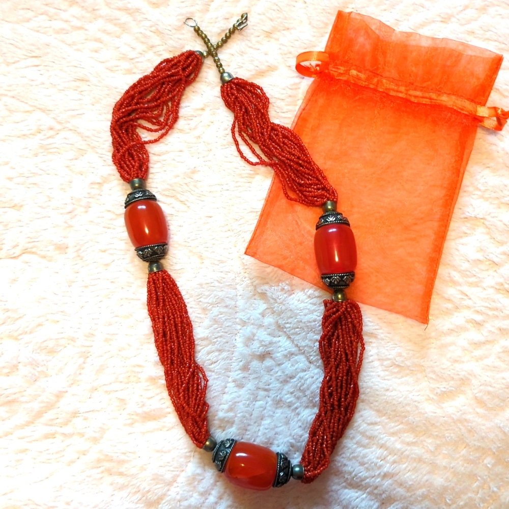Orange Statement Piece Necklace - image 1